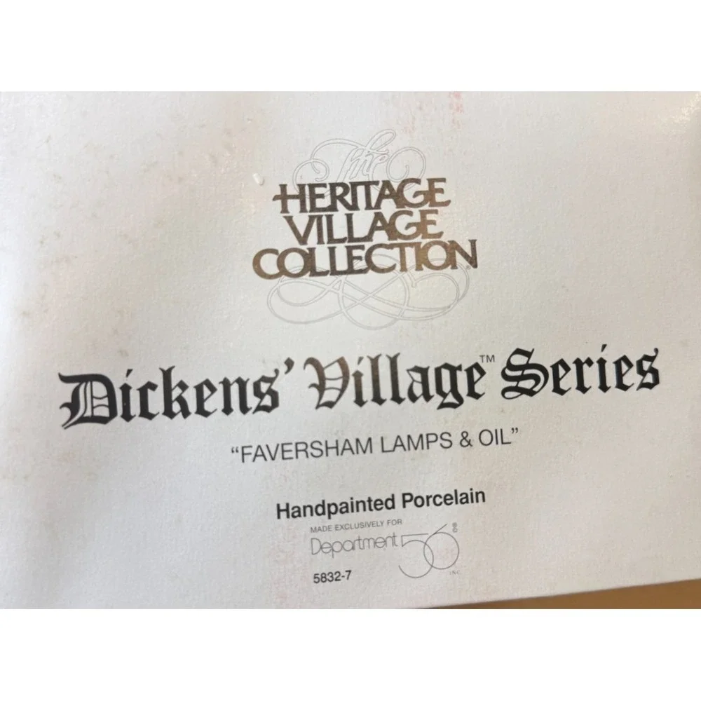 Dept 56 Dickens Village Faversham Lamps & Oil Porcelain Building‎ #5832-7